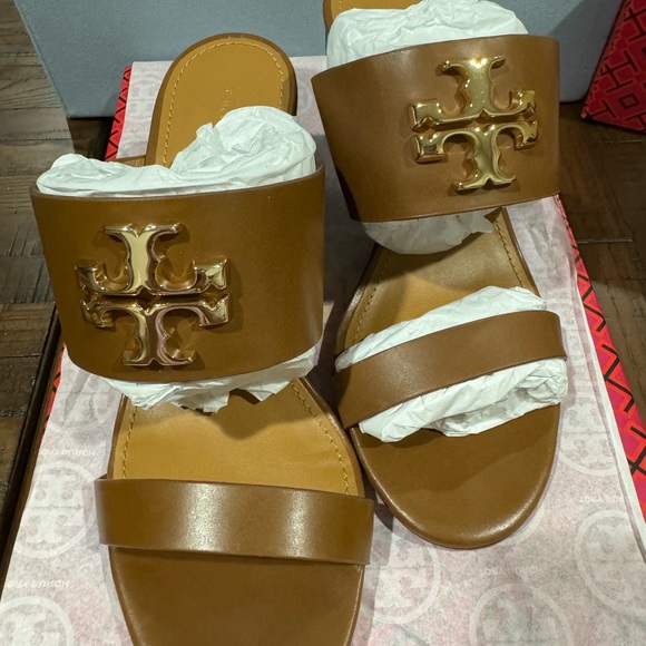 Tory Burch Everly Wedge Sandals 65mm in Royal Tan Brown Size 6.5 - Picture 6 of 7